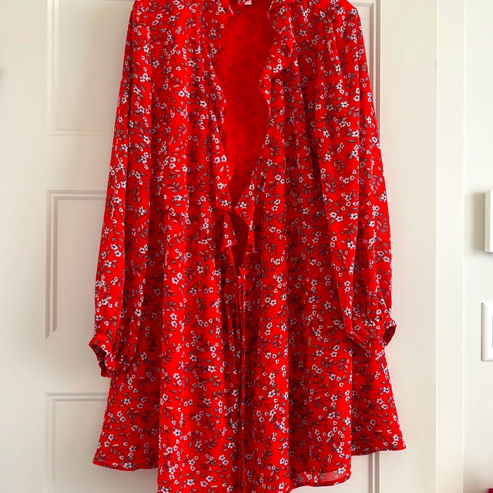 ASOS red floral wrap around dress